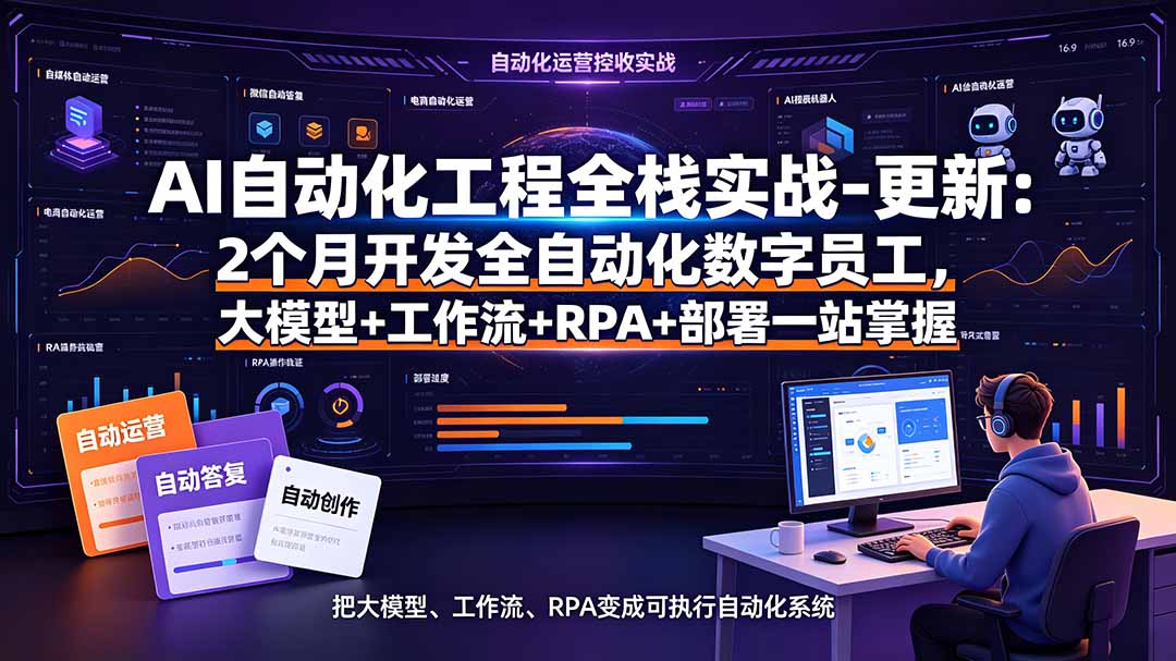 AI自动化工程全栈实战-更新:2个月开发全自动化数字员工,大模型+工作流+RPA+部署一站式掌握-来聚吧