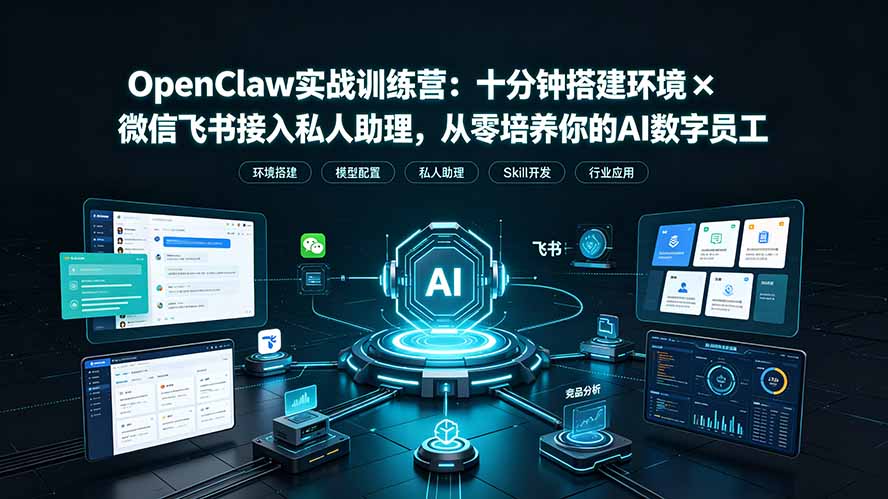 OpenClaw实战特训营:十分钟搭建环境×微信飞书接入私人助理,从零培养你的AI数字员工-来聚吧