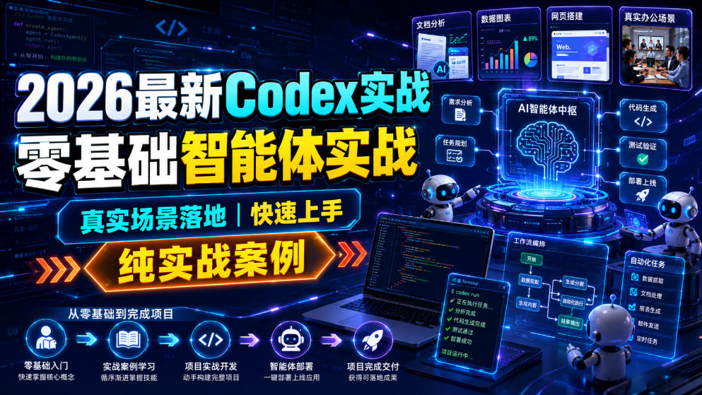 2026最新Codex实战零基础智能体实战，真实场景落地，快速上手，纯实战案例-来聚吧