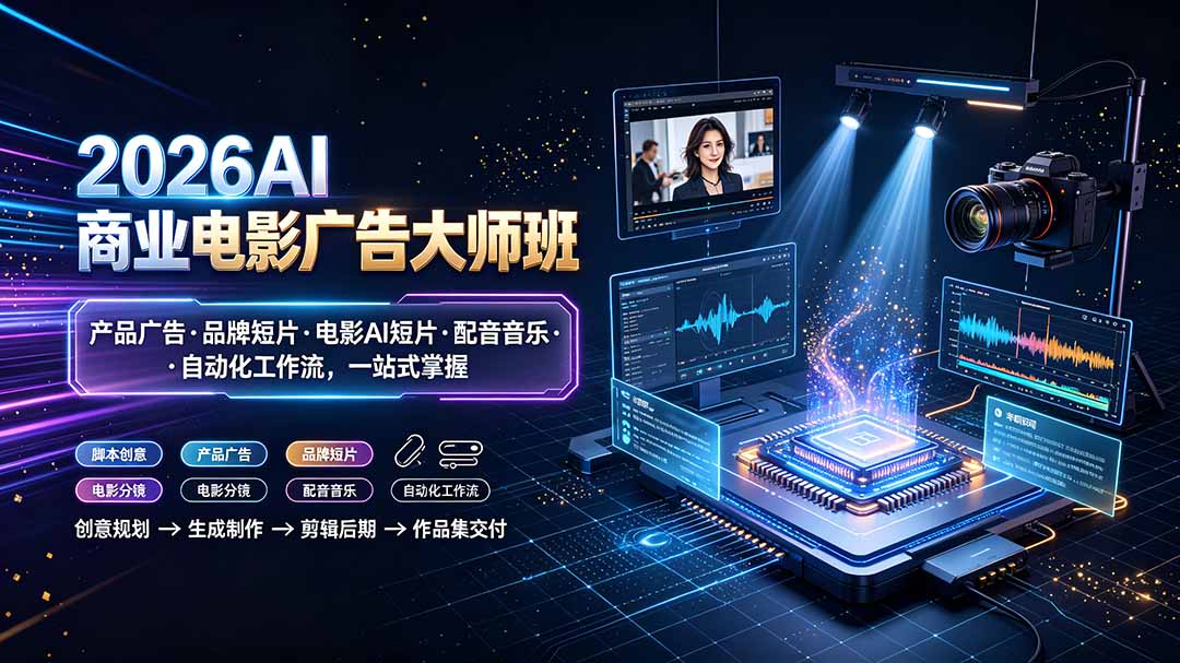 2026AI商业电影广告大师班：产品广告·品牌短片·电影AI短片·配音音乐·自动化工作流，一站式掌握-来聚吧