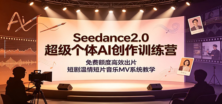Seedance2.0超级个体AI创作训练营：免费额度高效出片，短剧温情短片音乐MV系统教学-来聚吧