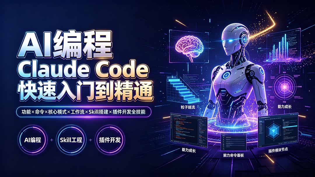 AI编程 Claude Code快速入门到精通：功能×命令×核心模式×工作流×Skill搭建×插件开发全技能-来聚吧