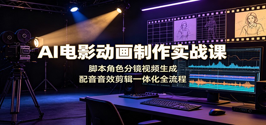 AI电影动画制作实战课:脚本角色分镜视频生成,配音音效剪辑一体化全流程-来聚吧