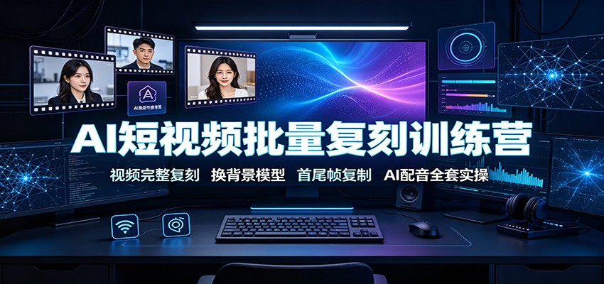 AI短视频批量复刻训练营：视频完整复刻，换背景模型、首尾帧复制、AI配音全套实操-来聚吧