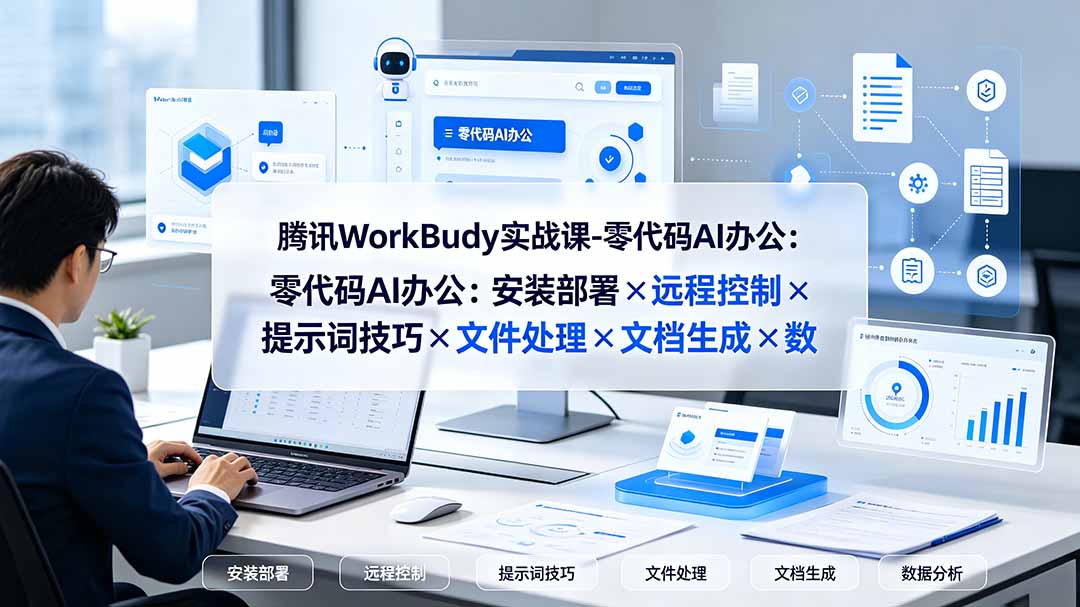 腾讯WorkBuddy实战课-零代码AI办公:安装部署×远程控制×提示词技巧×文件处理×文档生成×数据分析-来聚吧