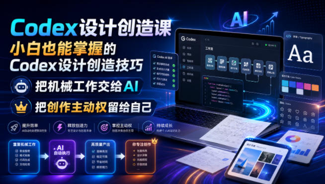 Codex设计创造课,小白也能掌握的Codex设计创造技巧,把机械工作交给AI,把创作主动权留给自己-来聚吧