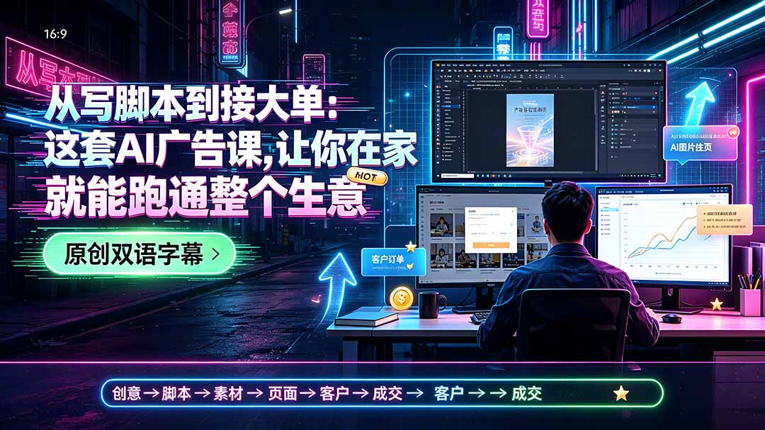 从写脚本到接大单:这套AI广告课,让你在家就能跑通整个生意【原创双语字幕】-来聚吧