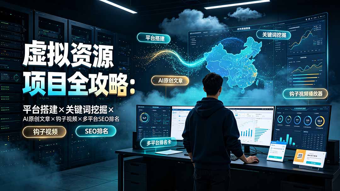 虚拟资源项目全攻略：平台搭建×关键词挖掘×AI原创文章×钩子视频×多平台SEO排名-来聚吧