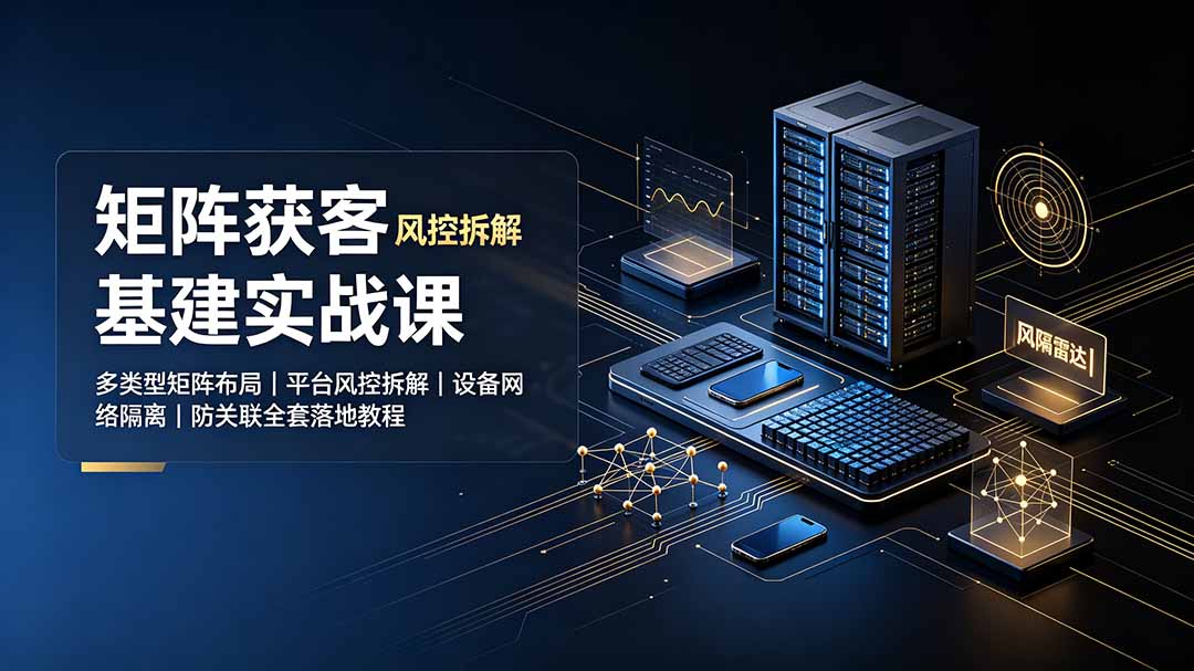 矩阵获客基建实战课:多类型矩阵布局|平台风控拆解|设备网络隔离|防关联全套落地教程-来聚吧