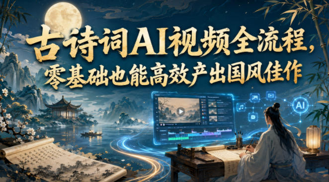 古诗词AI视频全流程,零基础也能高效产出国风佳作-来聚吧