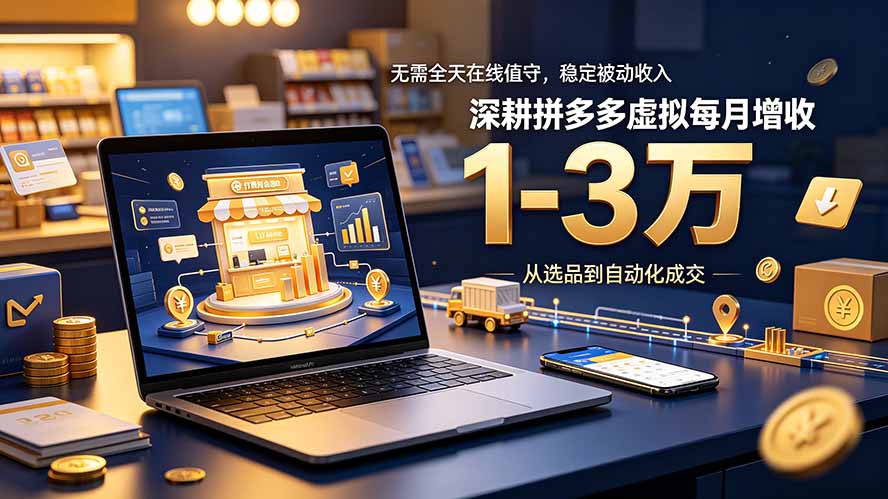 无需全天在线值守,稳定被动收入,深耕拼多多虚拟每月增收 1-3 万-来聚吧