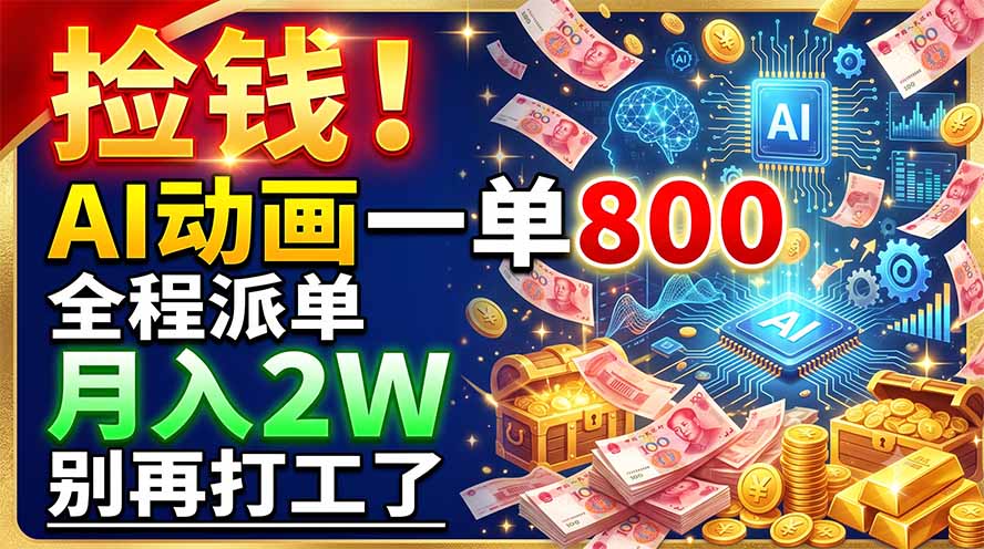 捡钱!AI动画一单800,全程派单,月入2W,别再打工了-来聚吧