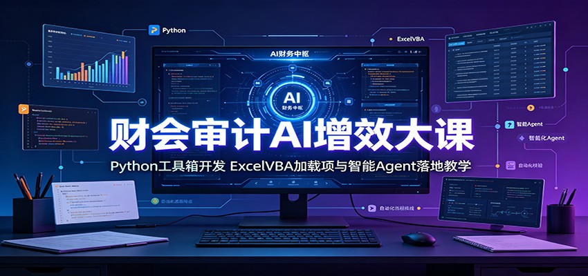 财会审计AI增效大课:Python工具箱开发,ExcelVBA加载项与智能Agent落地教学-来聚吧