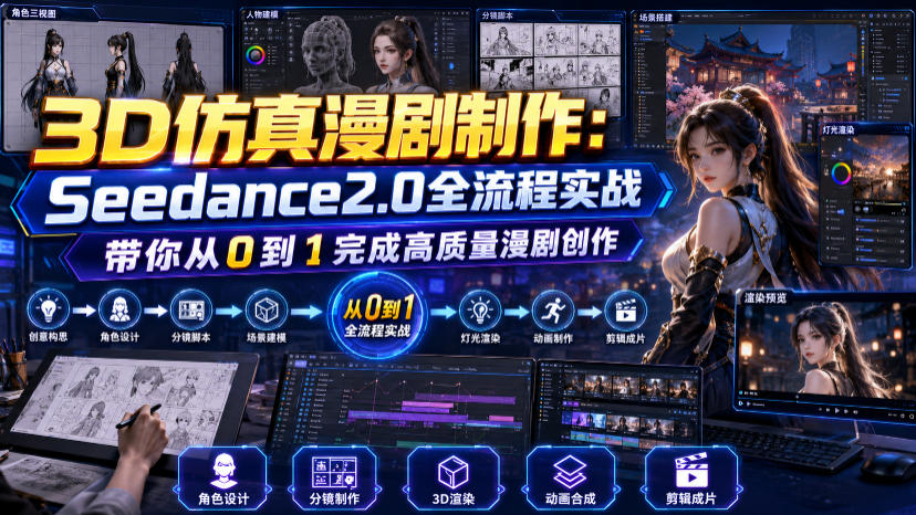 3D仿真漫剧制作:Seedance2.0全流程实战,带你从0到1完成高质量漫剧创作-来聚吧