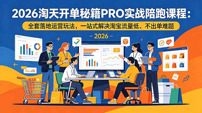 2026淘天开单秘籍PRO实战陪跑课程-更新:全套落地运营玩法,一站式解决淘宝流量低、不出单难题-来聚吧