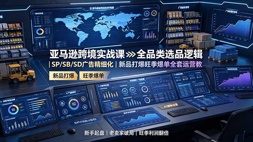 亚马逊跨境实战课:全品类选品逻辑|SP/SB/SD广告精细化|新品打爆旺季爆单全套运营教程-来聚吧