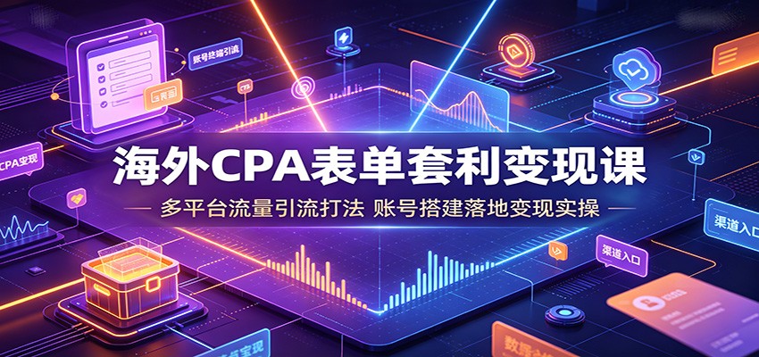 海外CPA表单套利变现课:多平台流量引流打法,账号搭建落地变现实操-来聚吧