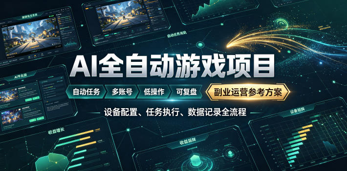 AI全自动游戏躺賺副业:日入几百,稳定运行三年的项目!【揭秘】-来聚吧