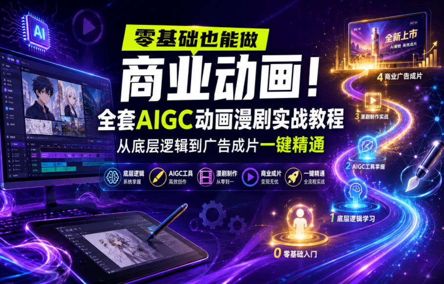 零基础也能做商业动画!全套AIGC动画漫剧实战教程,从底层逻辑到广告成片一键精通(更新0715)-来聚吧