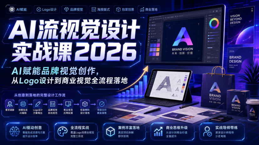 AI流视觉设计实战课2026:AI赋能品牌视觉创作,从Logo设计到商业视觉全流程落地-来聚吧