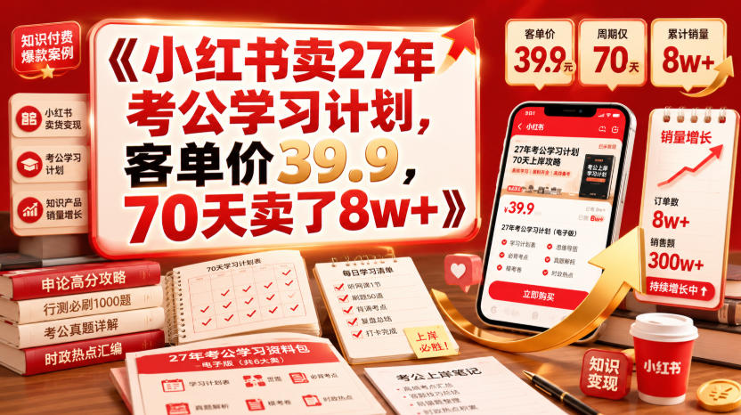 小红书卖27年考公学习计划,客单价39.9,70天卖了8w+!-来聚吧