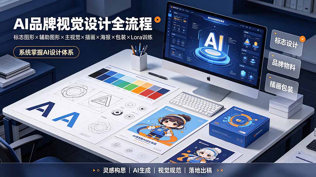 AI品牌视觉设计全流程：标志图形×辅助图形×主视觉×插画×海报×包装×Lora训练，系统掌握AI设计体系-来聚吧