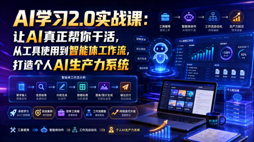 AI学习2.0实战课:让AI真正帮你干活,从工具使用到智能体工作流,打造个人AI生产力系统-来聚吧
