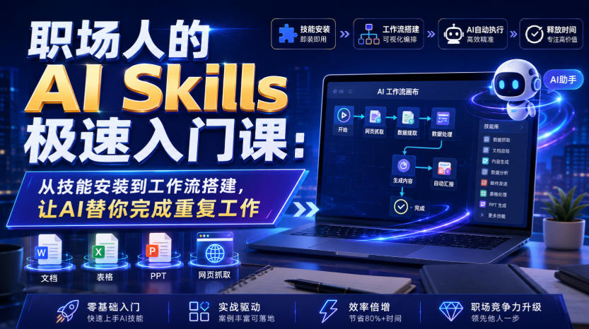 职场人的AI Skills极速入门课:从技能安装到工作流搭建,让AI替你完成重复工作-来聚吧