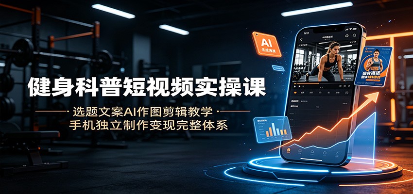 健身科普短视频实操课:选题文案AI作图剪辑教学,手机独立制作变现完整体系-来聚吧