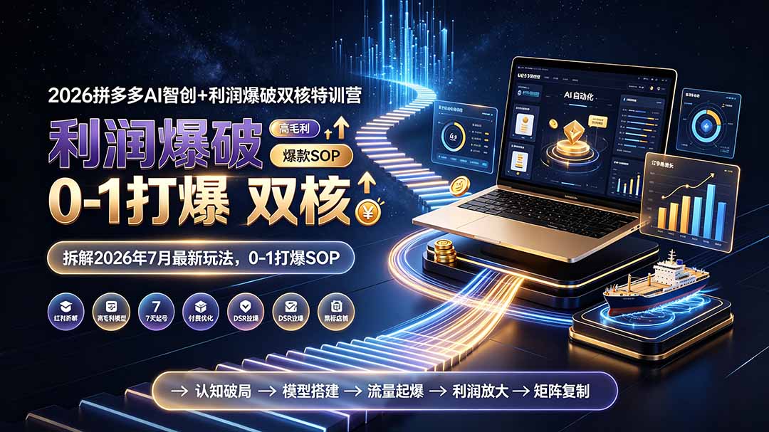 2026拼多多AI智创+利润爆破双核特训营-更新:拆解2026年7月最新玩法,0-1打爆SOP-来聚吧