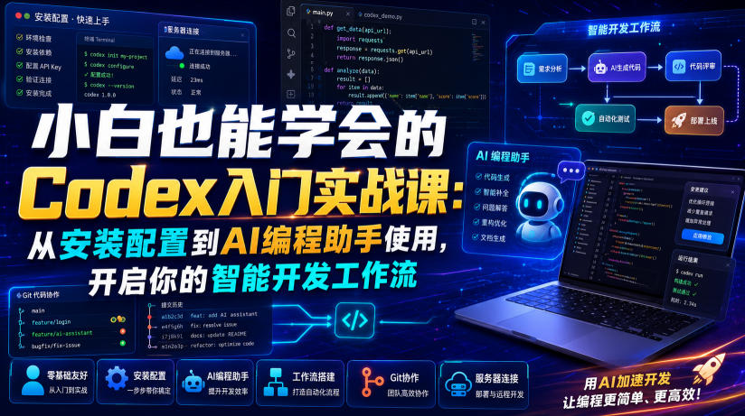 小白也能学会的Codex入门实战课:从安装配置到AI编程助手使用,开启你的智能开发工作流-来聚吧