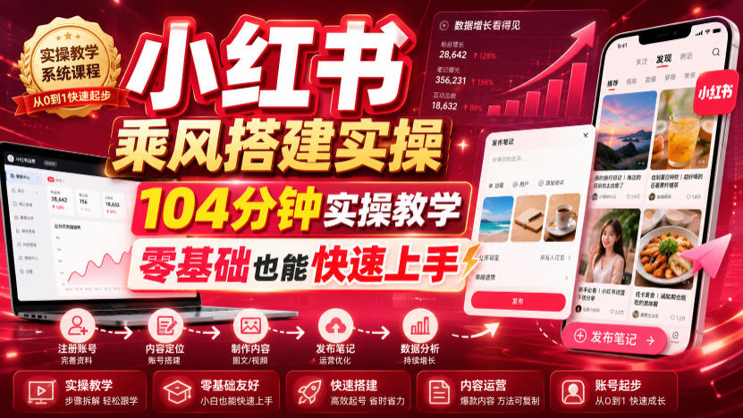 小红书乘风搭建实操,104分钟实操教学,零基础也能快速上手-来聚吧