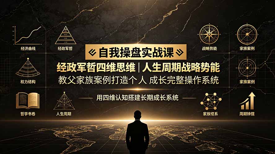 自我操盘实战课:经政军哲四维思维|人生周期战略势能|教父家族案例打造个人成长完整操作系统-来聚吧