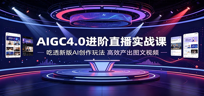 AIGC4.0进阶直播实战课:吃透新版AI创作玩法,高效产出图文视频-来聚吧