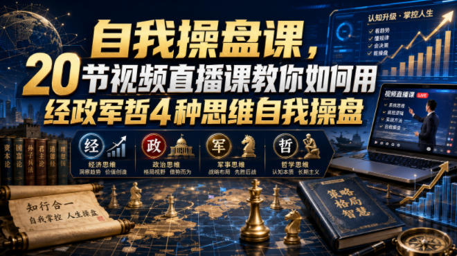 自我操盘课,20节视频直播课教你如何用经政军哲4种思维自我操盘-来聚吧