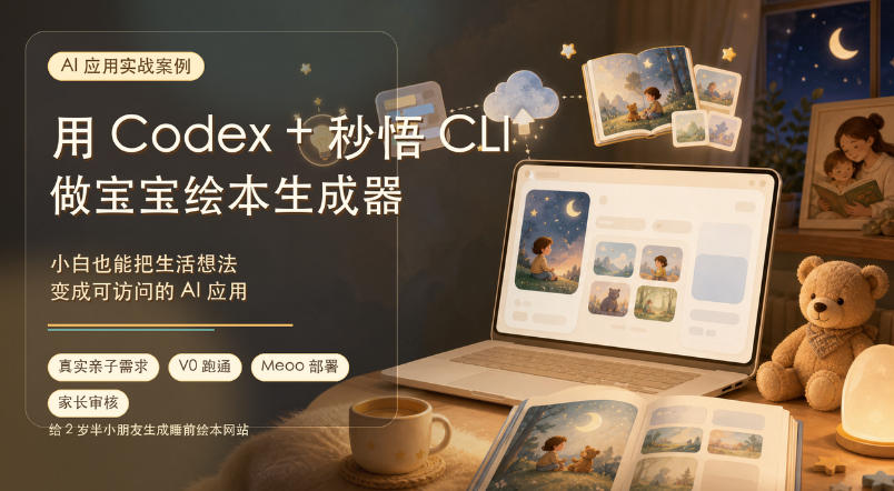 AI应用实战案例,用Codex+秒悟CLl做宝宝绘本生成器,小白也能把生活想法变成可访问的AI应用-来聚吧