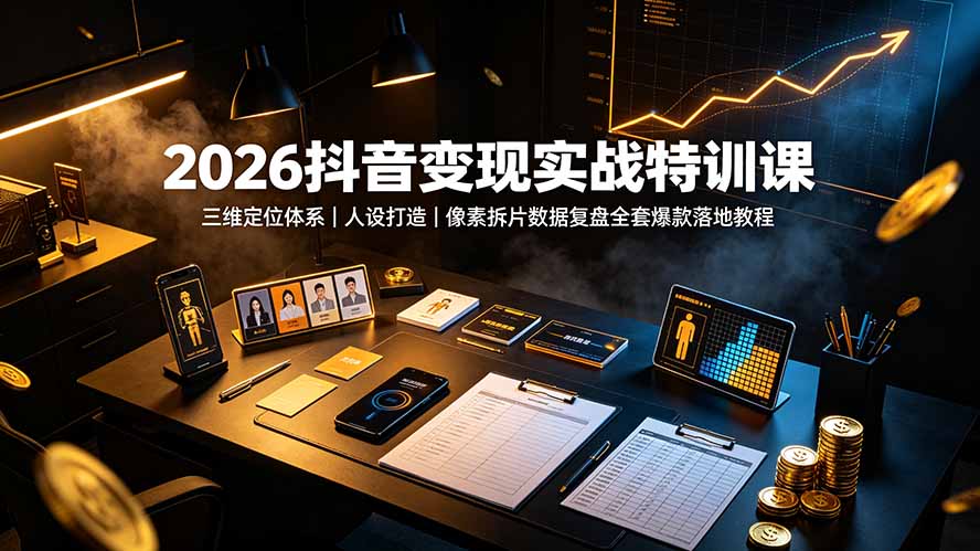 2026抖音变现实战特训课:三维定位体系|人设打造|像素拆片数据复盘全套爆款落地教程-来聚吧