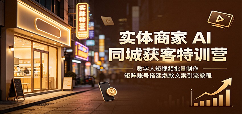 实体商家AI同城获客特训营:数字人短视频批量制作,矩阵账号搭建爆款文案引流教程-来聚吧