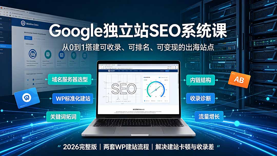 Google独立站SEO-7月系统课:出海基建×WordPress建站×AI内容生产×站内外优化×Search Console×AdSense变现-来聚吧