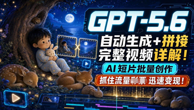 GPT-5.6自动生成+拼接完整视频详解,AI短片批量创作,抓住流量迅速变现!-来聚吧