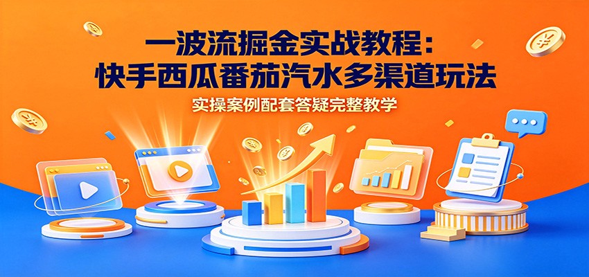 一波流掘金实战教程:快手西瓜番茄汽水多渠道玩法,实操案例配套答疑完整教学-来聚吧