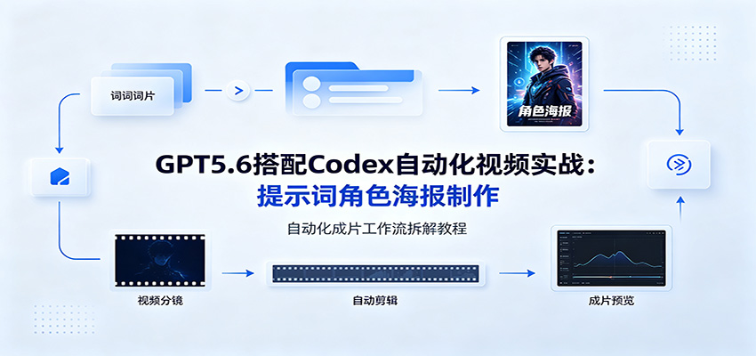GPT5.6搭配Codex自动化视频实战:提示词角色海报制作,自动化成片工作流拆解教程-来聚吧