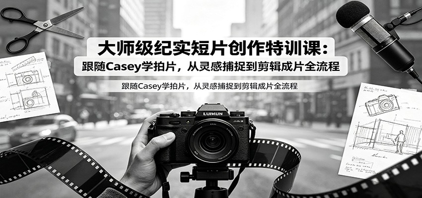大师级纪实短片创作特训课:跟随Casey学拍片,从灵感捕捉到剪辑成片全流程-来聚吧
