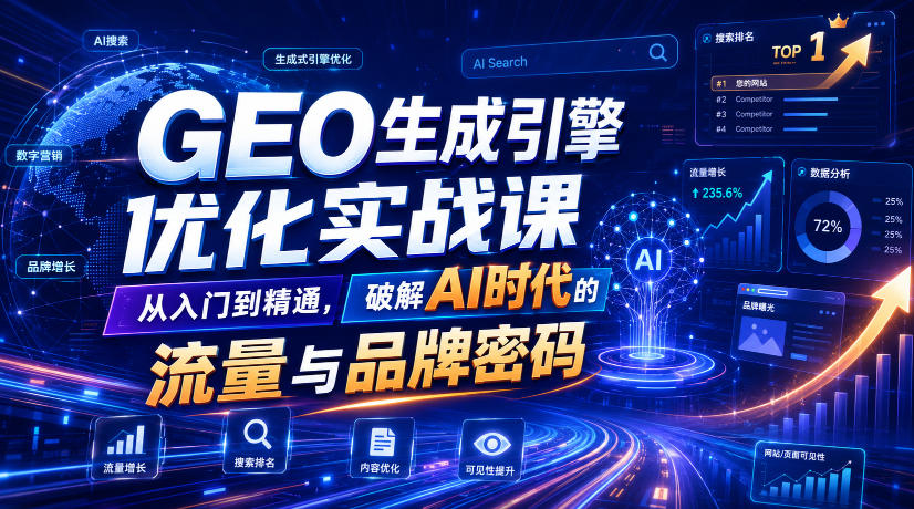 GEO生成引擎优化实战课,从入门到精通,破解AI时代的流量与品牌密码-来聚吧