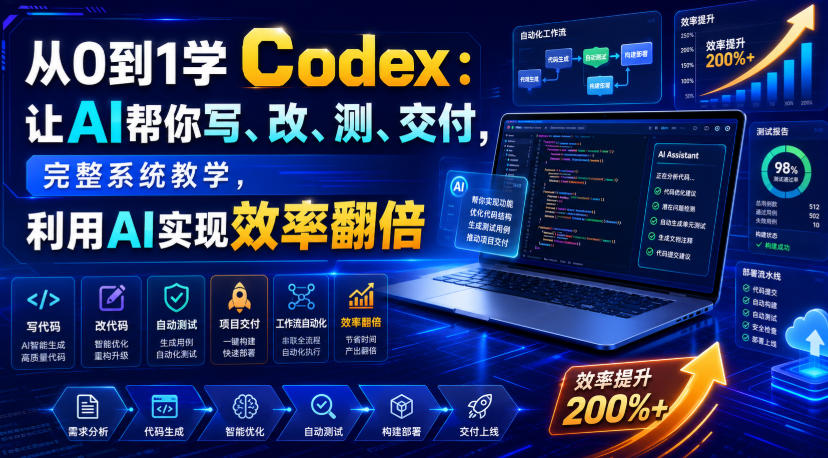 从0到1学Codex:让AI帮你写、改、测、交付,完整系统教学,利用AI实现效率翻倍-来聚吧