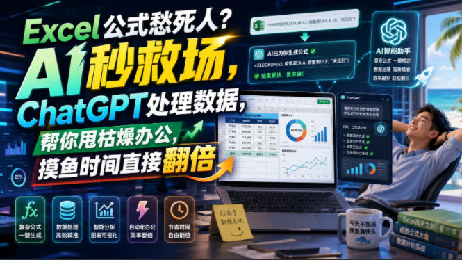 Excel公式愁死人?AI秒救场,ChatGPT处理数据,帮你甩枯燥办公,摸鱼时间直接翻倍【原创双语字幕】-来聚吧