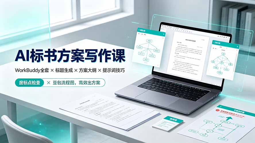 AI标书方案写作课:WorkBuddy全套×标题生成×方案大纲×提示词技巧×废标点检查×豆包流程图,高效出方案-来聚吧