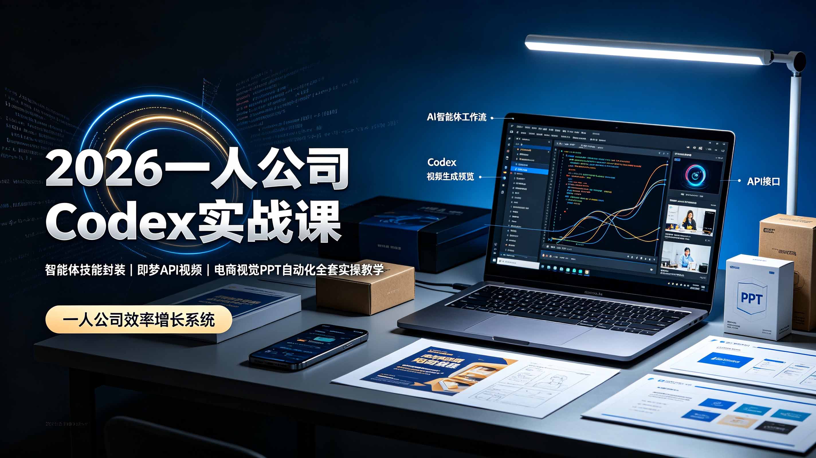 2026一人公司Codex实战课◆智能体技能封装|即梦API视频|电商视觉PPT自动化全套实操教学-来聚吧