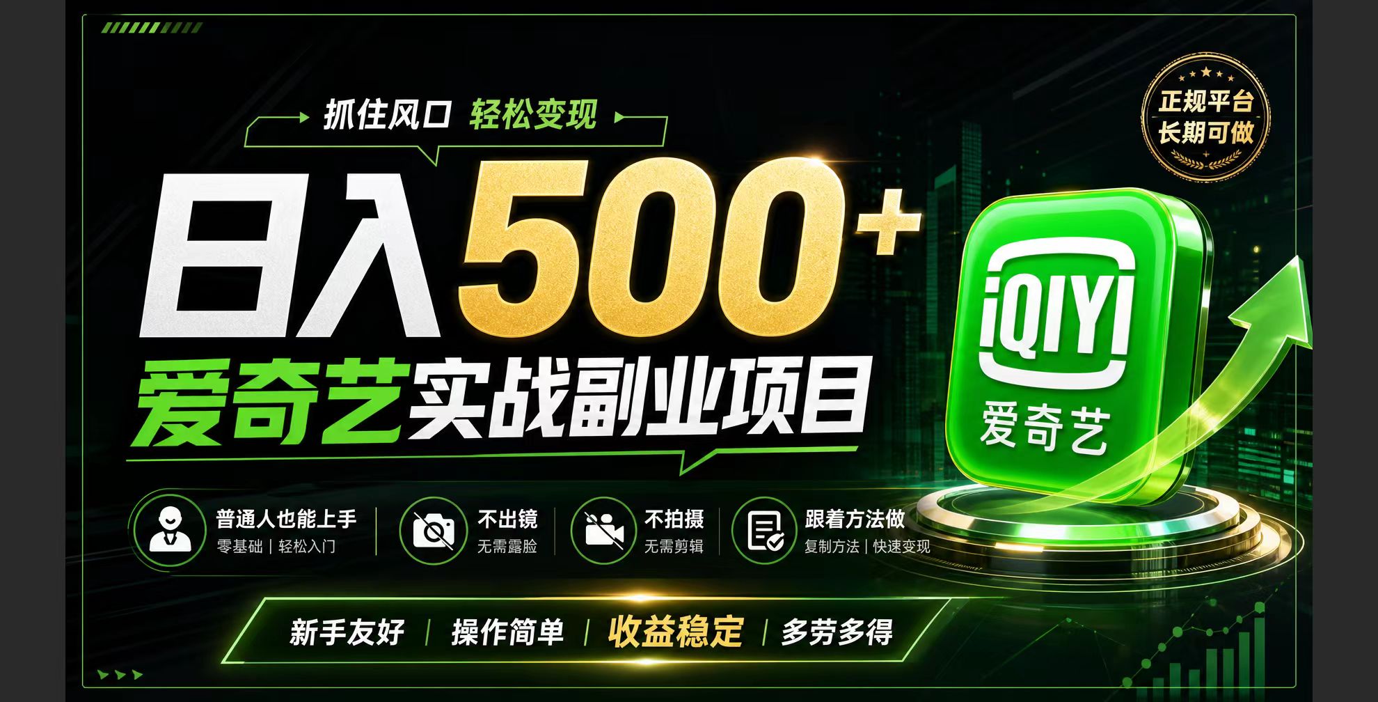 普通人必做的爱奇艺赛道变现!稳定日500+,翻身的机会真来了!抓住风口!-来聚吧