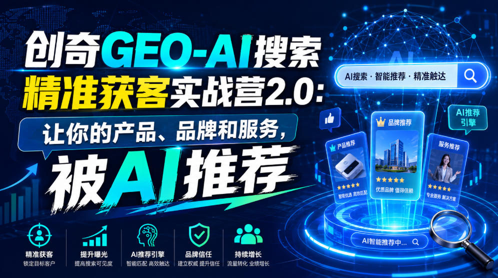 创奇GEO-AI搜索精准获客实战营2.0:让你的产品、品牌和服务,被AI推荐-来聚吧